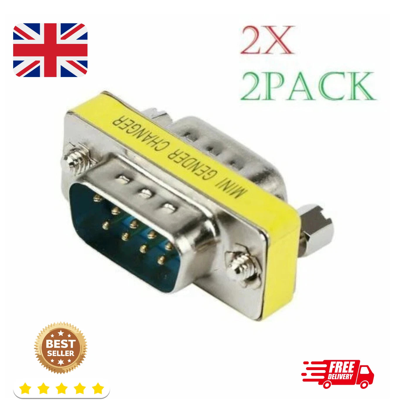 DB9 9 Pin Male to Male M/M Gender Changer Converter Extension Adapter RS232